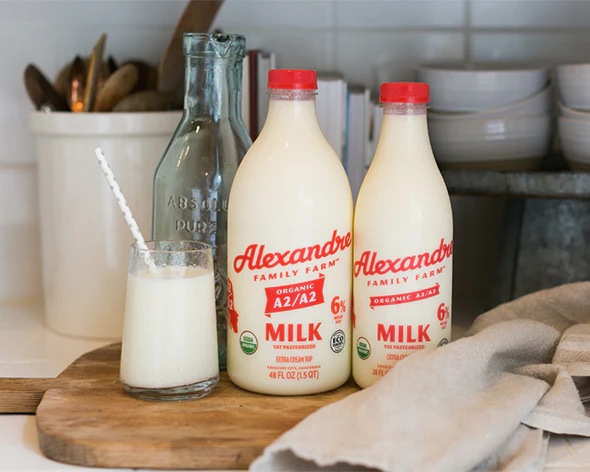 Alexandre Family Farm milk bottles
